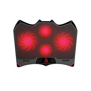 tag gamerz batman gaming laptop cooling pad  2x 125mm and 2x 80mm cooling fans  red led lights  portable slim and silent  2x usb  up to 17 inch laptop support  3 levels height adjustments