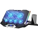 TAG Gamerz Neo Laptop Cooling Pad – 6 Silent Red LED Turbo Fans, 7 RGB Modes, Detachable Mobile Holder, 17 inch Notebook Support, 6 Level Height Adjustment, LCD Display, Dual USB Hub, Anti-Slip Baffle
