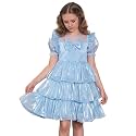 Tagas Girls Dress | Premium Jimmy Choo Fabric Look | Light Sky Blue Layered Frock with Bow | Birthday, Wedding &amp; Festive Dress for Kids (Ages 1 9 Years)| Knee Length