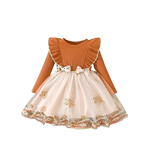 tagas girls frock dress  floral printed princess dress with full sleeves ruffle shoulders amp flared skirt  birthday dress for girls  wedding amp special occasion wear  1-9 years