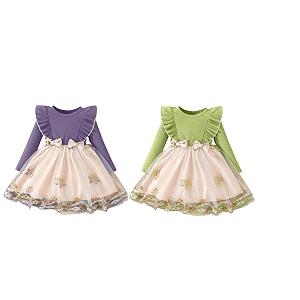 tagas girls frock dress  floral printed princess dress with full sleeves ruffle shoulders amp flared skirt  birthday dress for girls  wedding amp special occasion wear  1-9 years