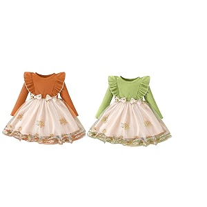 tagas girls frock dress  floral printed princess dress with full sleeves ruffle shoulders amp flared skirt  birthday dress for girls  wedding amp special occasion wear  1-9 years