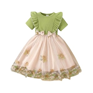 tagas girls frock dress  floral printed princess dress with full sleeves ruffle shoulders amp flared skirt  birthday dress for girls  wedding amp special occasion wear  1-9 years