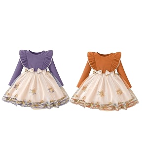 tagas girls frock dress  floral printed princess dress with full sleeves ruffle shoulders amp flared skirt  birthday dress for girls  wedding amp special occasion wear  1-9 years