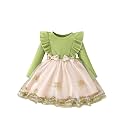 TAGAS Girls Frock Dress | Floral Printed Princess Dress with Full Sleeves, Ruffle Shoulders &amp; Flared Skirt | Birthday Dress for Girls | Wedding &amp; Special Occasion Wear | 1-9 Years