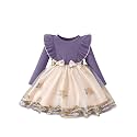 TAGAS Girls Frock Dress | Floral Printed Princess Dress with Full Sleeves, Ruffle Shoulders &amp; Flared Skirt | Birthday Dress for Girls | Wedding &amp; Special Occasion Wear | 1-9 Years