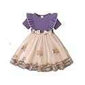 TAGAS Girls Frock Dress | Floral Printed Princess Dress with Full Sleeves, Ruffle Shoulders &amp; Flared Skirt | Birthday Dress for Girls | Wedding &amp; Special Occasion Wear | 1-9 Years
