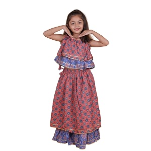 TAGAS Girls Girls Embroidered Asymmetric Neckline Sleeveless