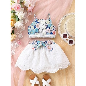 TAGAS Girls Girls Floral Crop Top and