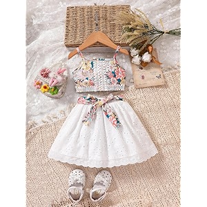 TAGAS Girls Girls Floral Crop Top and
