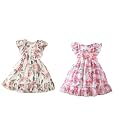TAGAS Girls Swiss Dot Floral Print Dress