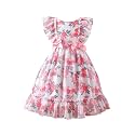 TAGAS Girls Swiss Dot Floral Print Dress