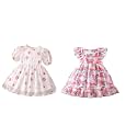TAGAS Girls Swiss Dot Floral Print Dress