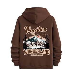 Tagas Mens Hoodie with Vacation Print Kangaroo