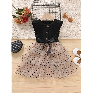 TAGAS Toddler Girls Polka Dot Ruffle Trim