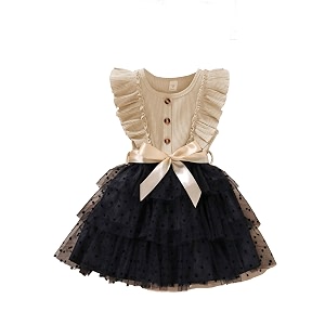 TAGAS Toddler Girls Polka Dot Ruffle Trim