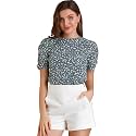 TAGAS Women39s Floral Puff Sleeves Western Top