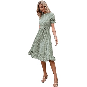 TAGAS Womens Rayon Fit and Flare Knee-Length