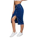 Tagas Women High Waist Denim Midi Skirt