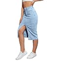Tagas Women High Waist Denim Midi Skirt
