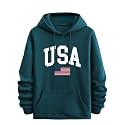 TagasMen39s Hoodie with USA Print Fleece Kangaroo