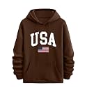 TagasMen39s Hoodie with USA Print Fleece Kangaroo
