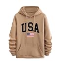TagasMen39s Hoodie with USA Print Fleece Kangaroo