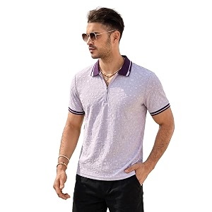 TAGDO Mens Chain Jacquard Polo T Shirt