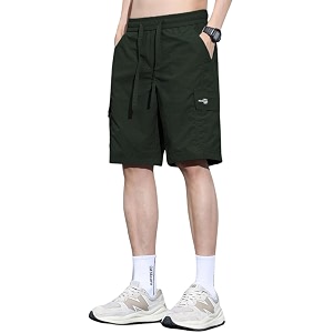 tagdo men39s cotton cargo shorts with multi pockets  lightweight casual outdoor shorts pant for men  elastic waist drawstring utility shorts for hiking camping and daily wear 2048