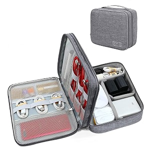 electronic accessories bag for usb cables hard disk power bank hdd sd card adapters earphone mobilephone chargers wires gadget and cable travel organizer bag type 2  grey