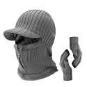 TAGVO Winter Knitted Balaclava Beanie Hat Warm Cycling Ski Mask, Women Windproof Hood, Balaclavas Heavyweight Thermal Fleece