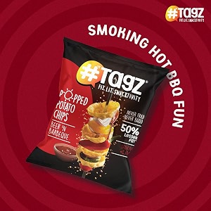 tagz popped potato chips - beer n barbeque 40g