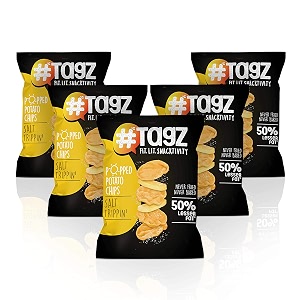 tagz popped potato chips  not fried not baked no cholesterol  healthy snack from tagz salt trippin - pack of 5