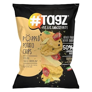 tagz popped potato chips i low fat chips i healthy snacks i no trans fat i no artificial additives italian cheese dribblin