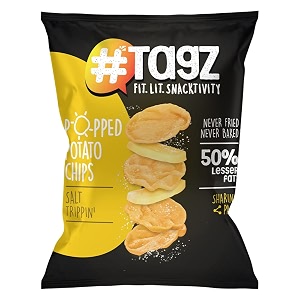 tagz popped potato chips i low fat chips i healthy snacks i no trans fat i no artificial additives salt trippin