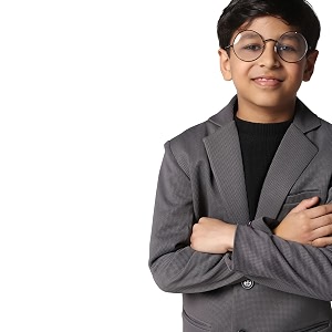 tahvo blazer for boys  lycra blend regular fit with notched lapel and side vents