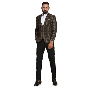 TAHVO Grey Notched Lapel Blazer with Hanky