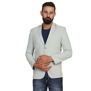 TAHVO Grey Notched Lapel Blazer with Hanky