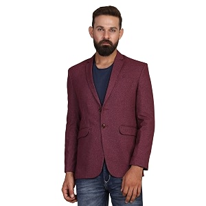 TAHVO Grey Notched Lapel Blazer with Hanky