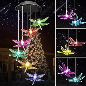 taiga hummingbird solar power wind chimes for balcony amp outdoor home decoration  red color hanging led lights  gift item  positive energy creator in garden multi color