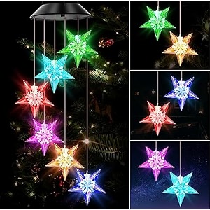 taiga star solar power wind chimes for balcony amp outdoor home decoration  color changing hanging led lights  gift item  positive energy creator in garden