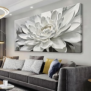 TAIJXAGSG Wall Art Living Room Flower White