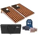 Tailgating Pros Cornhole Boards 4x2 Official Regulation Size – Wooden Design Cornhole Game Set with 8 Bean Bags, Carrying Case & Tote – Outdoor Tailgate Yard Game