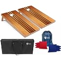Tailgating Pros Cornhole Boards 4x2 Official Regulation Size – Wooden Design Cornhole Game Set with 8 Bean Bags, Carrying Case &amp; Tote – Outdoor Tailgate Yard Game