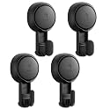 TAILI 4 Pack Powerful Suction Cup Hooks for Shower, Towels &amp; Loofahs, Black