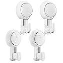 TAILI 4 Pack Powerful Suction Cup Hooks for Shower, Towels &amp; Loofahs, White