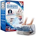 TAILI Cube Vacuum Storage Bags, 6 Pack Medium Size (25x19x11 Inch), Clear