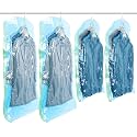 TAILI Hanging Vacuum Storage Sealer Space Saver Bags for Clothes, Coat, Closet Organizers, 4 Pack (2 Long, 2 Short) Blue