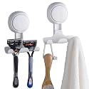 TAILI No Drill Powerful Suction Cup Razor Holder for Shower 2 Pack, White