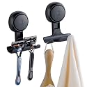 TAILI No Drill Powerful Suction Cup Razor Holder for Shower 2 Pack, Black